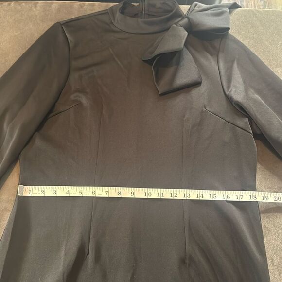 Women’s Black Long Sleeve Midi Pencil Dress with Bow Detail Size XL NEW - Picture 7 of 14